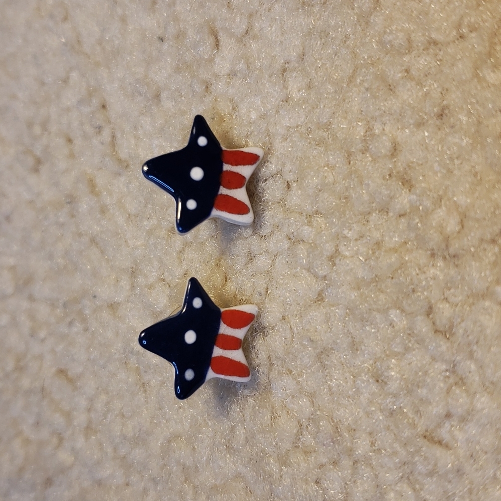 Patriotic Stars n Stripes Post Earrings